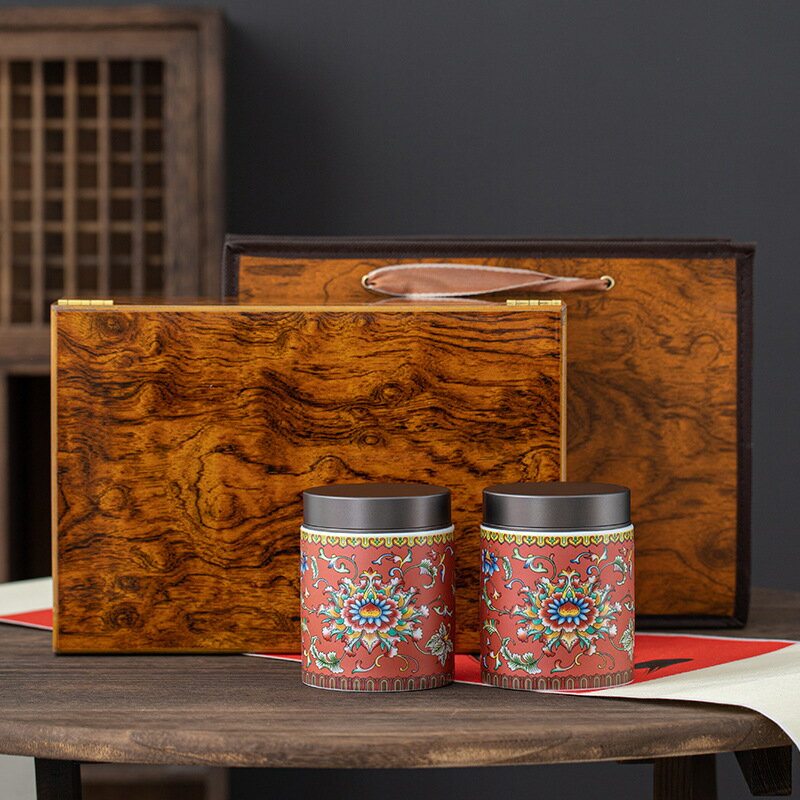 茶葉罐陶瓷便攜琺瑯彩茶葉盒小號禮盒裝存儲密封罐茶葉包裝紅茶綠