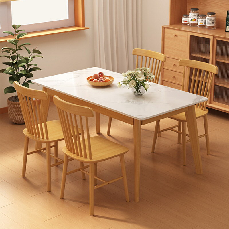 【免運】美雅閣| 巖板餐桌椅組合實木小戶型輕奢現代簡約風吃飯桌子長方形餐桌家用