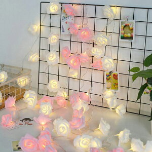 玫瑰花LED燈串 粉玫瑰 白玫瑰 玫瑰 燈飾 氣氛燈 裝飾燈 燈串 室內佈置 派對活動 【RI2466】【BlueCat】