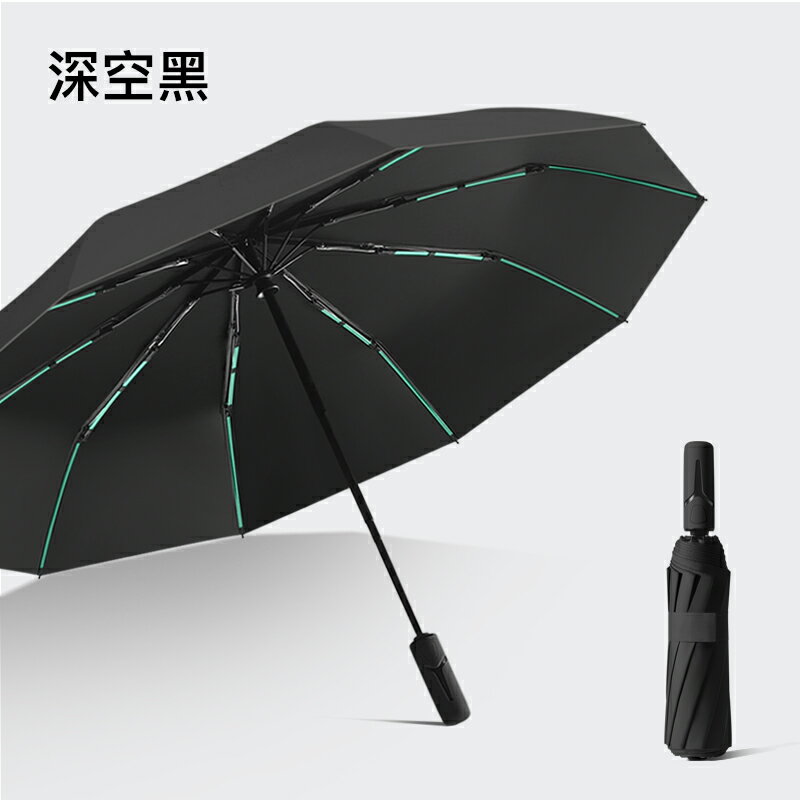 飛戀傘廠2024主推不透光學生男女通用自動黑膠折疊加厚抗風遮陽傘 5