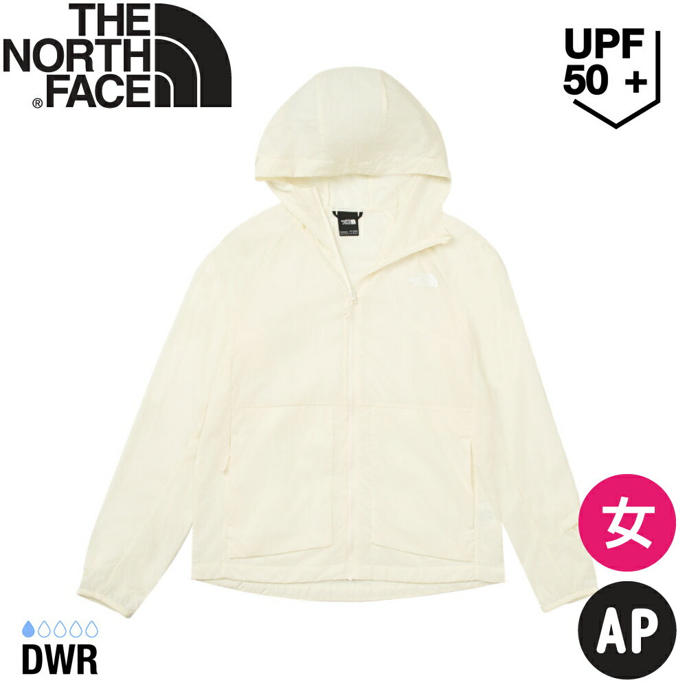 【The North Face 美國 女 透氣防潑防風連帽外套 AP《沙丘白》】8BWDQLI/登山/防曬/防風/防潑水