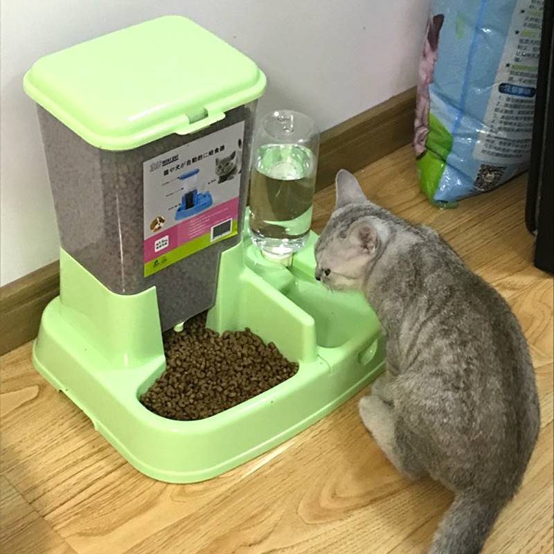 寵物餵食器 二合一餵食器 自動餵食器 寵物自動餵食器貓糧盆喂貓器二合一貓咪飲水機投食喂水一體雙碗狗【CM23302】