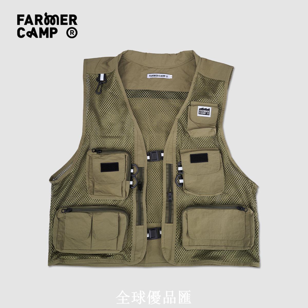 【全球優品匯】Farmer Camp多功能路亞馬甲機能多口袋戶外露營釣魚馬夾背心男女