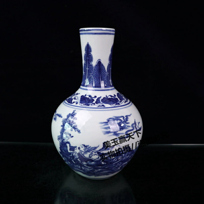 景德鎮陶瓷八仙花瓶 插花擺件客廳裝飾 瓷器天球花瓶八仙過海瓷瓶