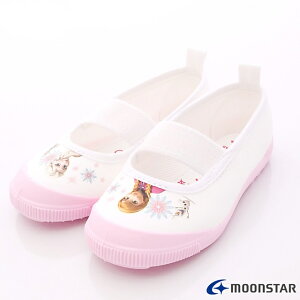 日本月星Moonstar機能童鞋迪士尼聯名系列日本製寬楦冰雪奇緣室內鞋款F014粉(中小童段)