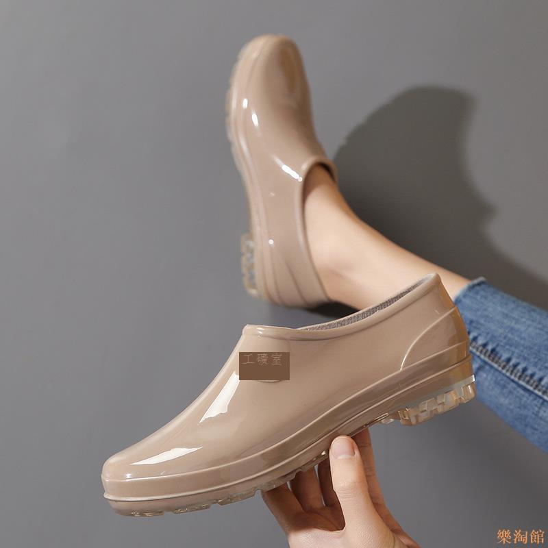 【樂淘館】時尚雨靴水靴雨鞋女低幫防滑加絨保暖元寶水鞋女工作耐磨膠鞋冬季