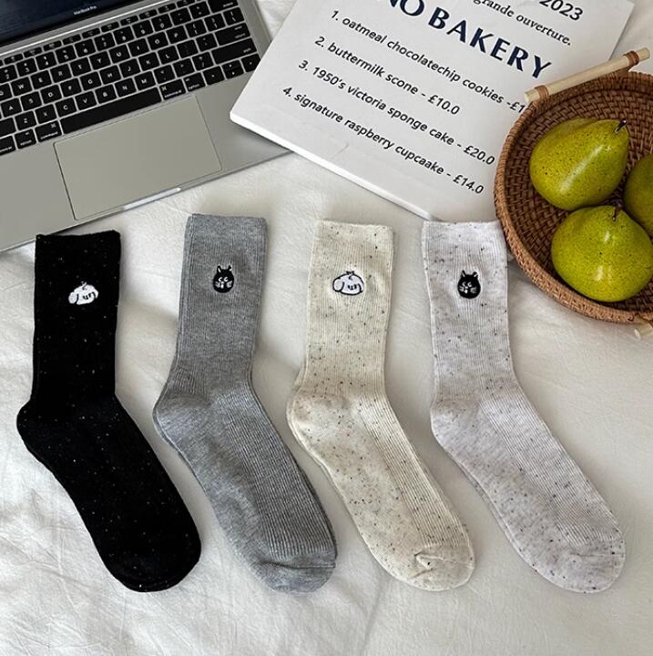 襪子女夏季薄款中筒襪卡通可愛長筒襪女純棉ins潮堆堆襪春秋【繁星小鎮】
