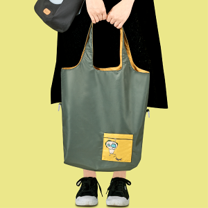 seisei 雙色托特包-翻面換色 肩背手提兩用 回收再製環保防潑水布(黃配綠)