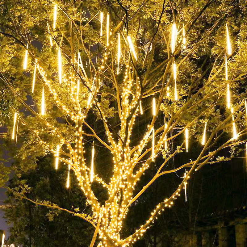 流星雨led燈彩燈閃燈串燈滿天星戶外防水燒烤店夜市掛樹上裝飾燈