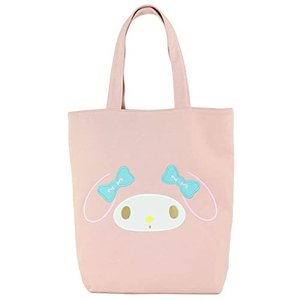 【震撼精品百貨】My Melody 美樂蒂~日本sanrio三麗鷗 美樂蒂 My Melody 棉質刺繡側背袋 (灰大臉款)*13956