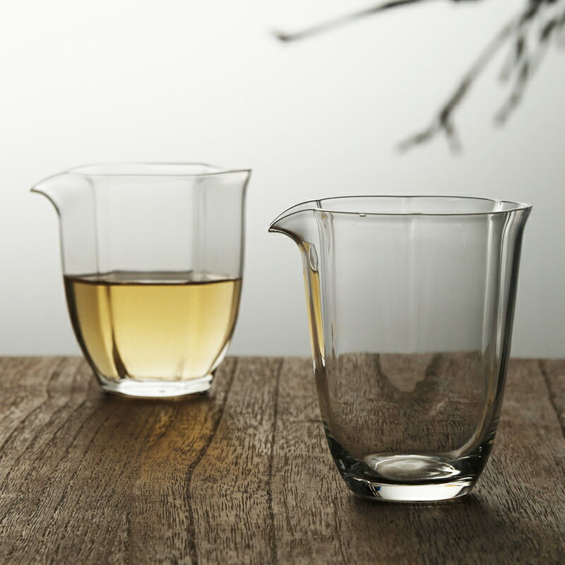 玻璃六角公道杯日式水晶公杯茶漏套裝耐熱茶海分茶器透明茶具
