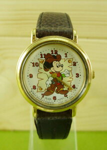 【震撼精品百貨】米奇/米妮 Micky Mouse 手錶-米奇牛仔裝圖案-金色 震撼日式精品百貨