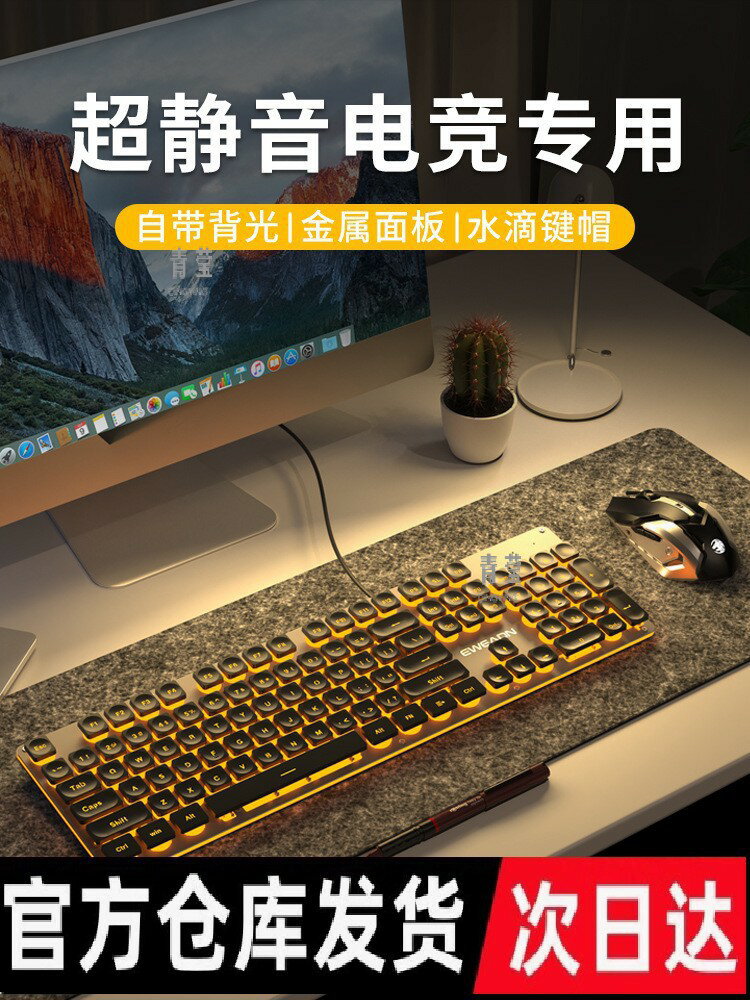 前行者超靜音無限鍵盤滑鼠套裝機械手感薄膜電腦遊戲筆電辦青瑩