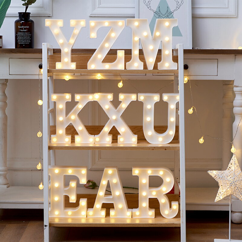 LED英文字母燈求婚創意布置用品浪漫表白成人生日派對裝飾數字燈