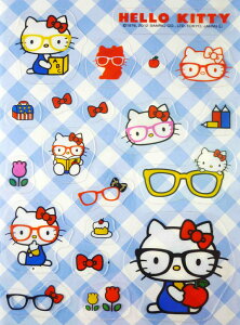 【震撼精品百貨】Hello Kitty 凱蒂貓 KITTY貼紙-眼鏡(紅) 震撼日式精品百貨