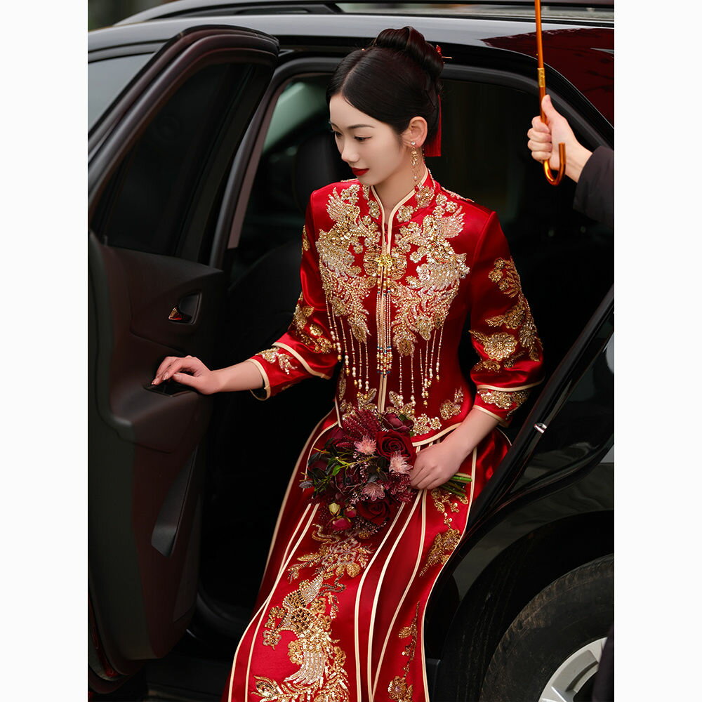 【最低價】【公司貨】秀禾服新娘2023新款結婚禮服中式嫁衣中國風敬酒服龍鳳褂秀和復古 4