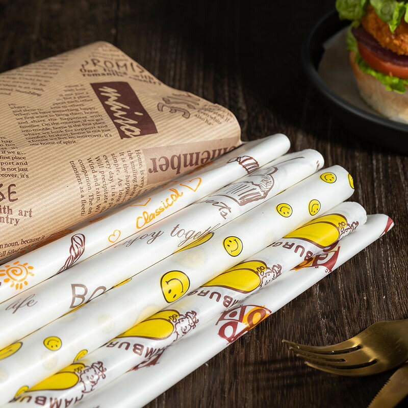 三明治包裝紙可切漢堡烘焙防油紙薯條炸雞小吃墊紙烘焙用紙吸油紙