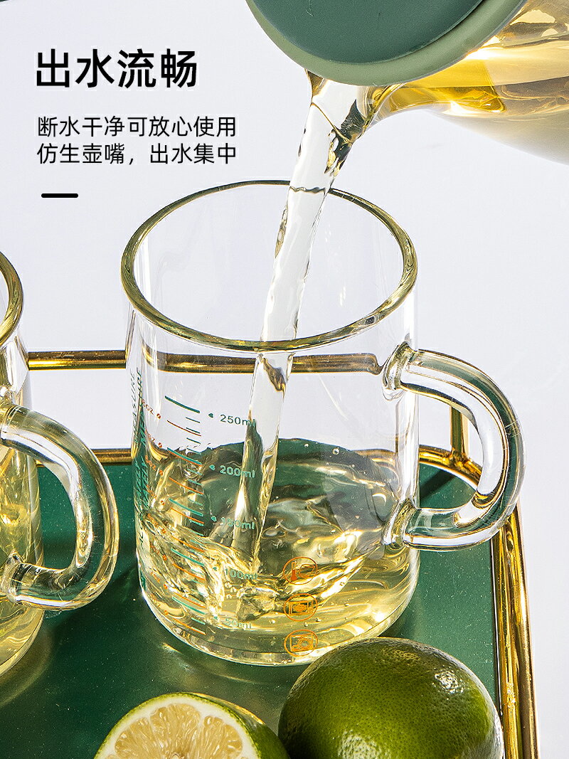 玻璃功夫小茶杯帶把手小號透明杯子耐熱家用茶壺茶具套裝4只6只裝