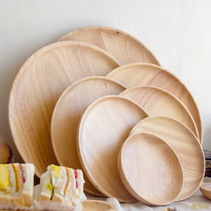 原木碟子日式橡膠木盤水果圓盤木盤木拖盤日式木碟