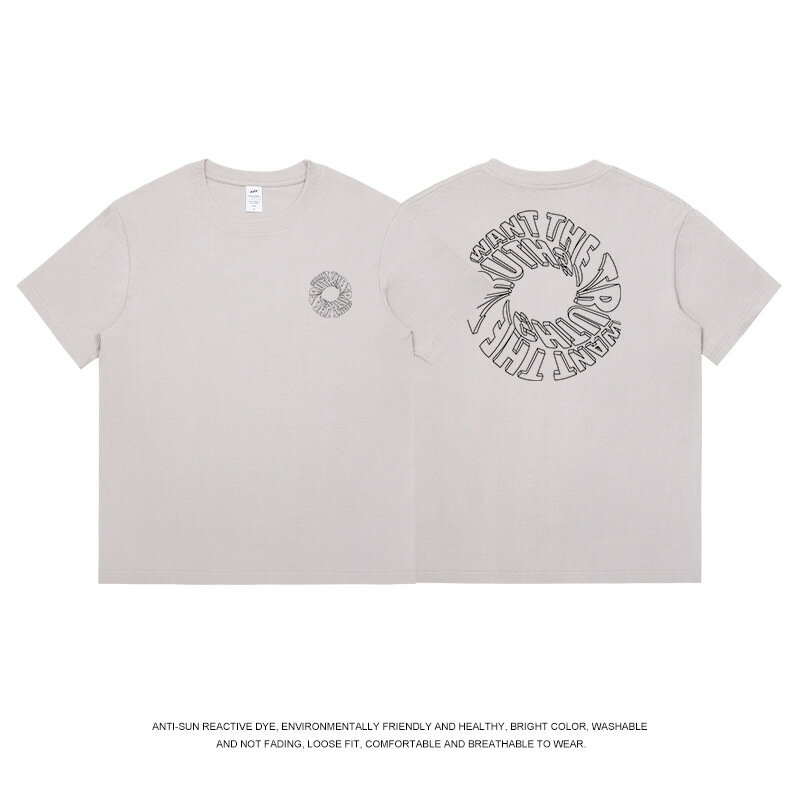 【喜挖】歐美街頭潮人字母印花圓領T恤夏季小眾設計感酷boy穿搭純棉短袖t 0