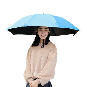 雨傘帽 傘帽頭戴傘黑膠釣魚傘頭頂式3折疊雨傘防曬防雨遮陽大號頭帶式傘【HZ70317】