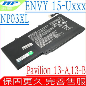 HP NP03XL 電池 惠普 適用STNN-LB6L，TPN-Q146，TPN-Q147，Envy X360 15-U，15-u010dx，Pavilion 13-B080SA，13-A010DX，NP03XL，TPN-Q148，TPN-Q149，760944-421，761230-005，3ICP6/60/80，HP011401-PRR13G01，Envy 15 X360，15-U，Envy 15-u010dx，Envy 15-u011dx，15-U050CA，15t-u000 x360