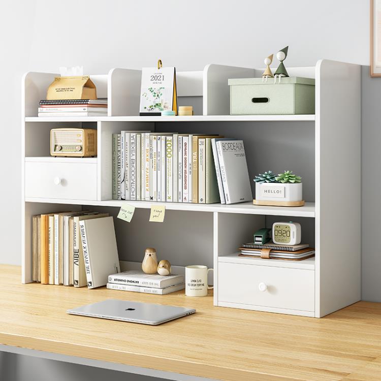 書架桌面簡易臥室辦公室桌上小型多層架子客廳書桌收納置物架書櫃」