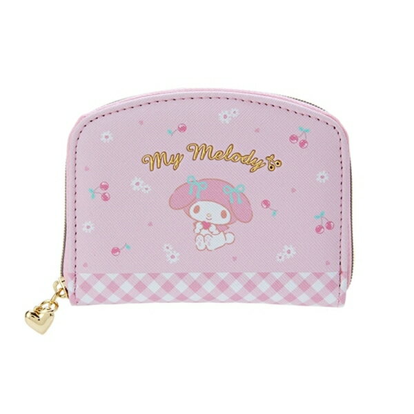 【震撼精品百貨】My Melody 美樂蒂~日本SANRIO三麗鷗 美樂蒂皮質卡片零錢包 (粉格子款)*76598