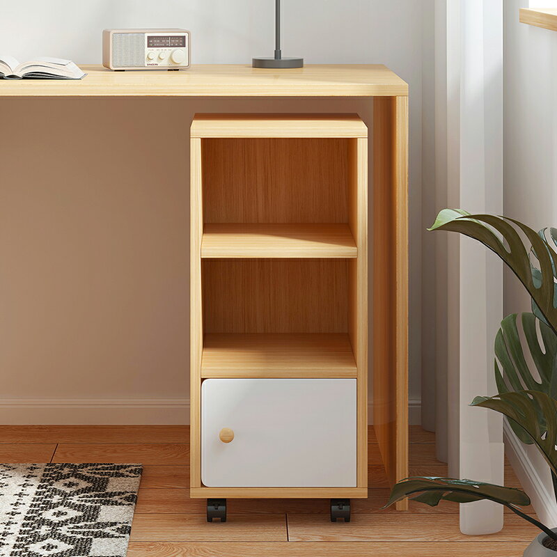 書架落地置物架辦公室收納柜書桌下置物柜簡易小型防塵可移動書柜