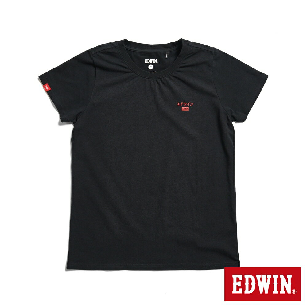 EDWIN 女款 第九代基本LOGO短袖T恤 (黑色)