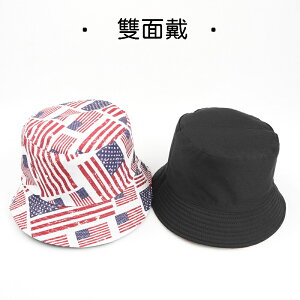 漁夫帽遮陽帽-美國國旗平頂雙面女帽子74cq46【獨家進口】【米蘭精品】