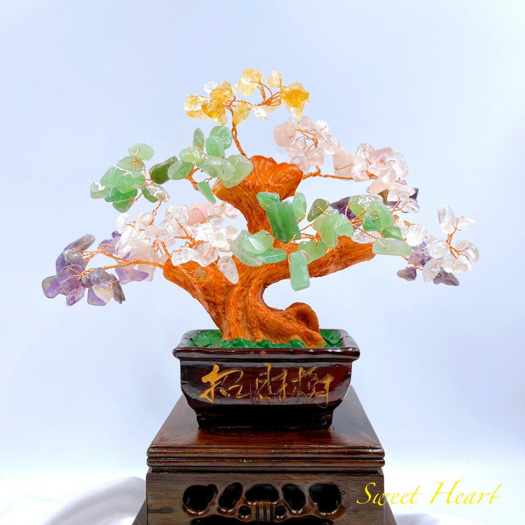 Sweet Heart 田芯開運精選 💯天然五行水晶 粉水晶 紫水晶 招財樹 發財樹 旺財開運 擺件❤️可搭晶洞 聚寶盆 鹽燈 1