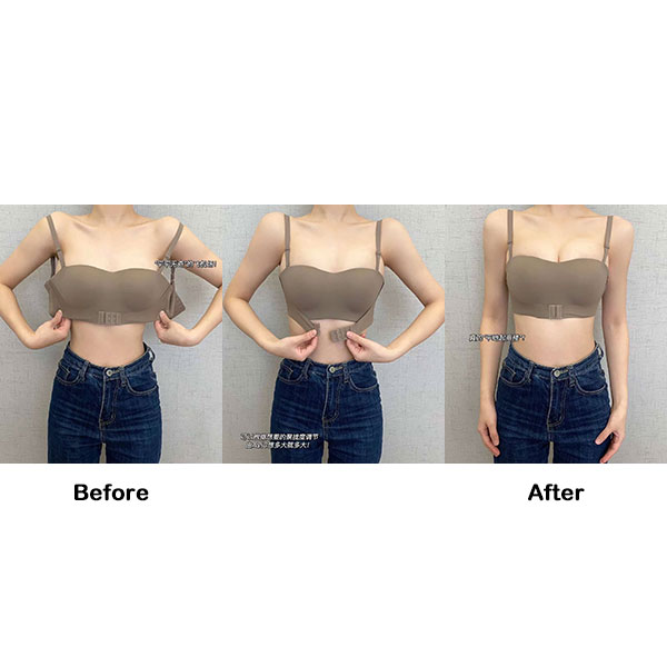 ANNAS 強力托高防滑無痕內衣套裝 一字領 肩帶可拆 不滑落 厚墊胸罩 無鋼圈 平口 無肩帶 9