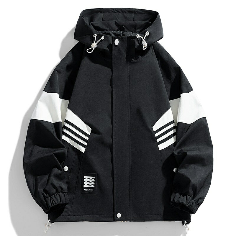 現貨+預購 衝鋒衣防風夾克-潮流拼色連帽工裝男外套2色74kn75【獨家進口】【米蘭精品】