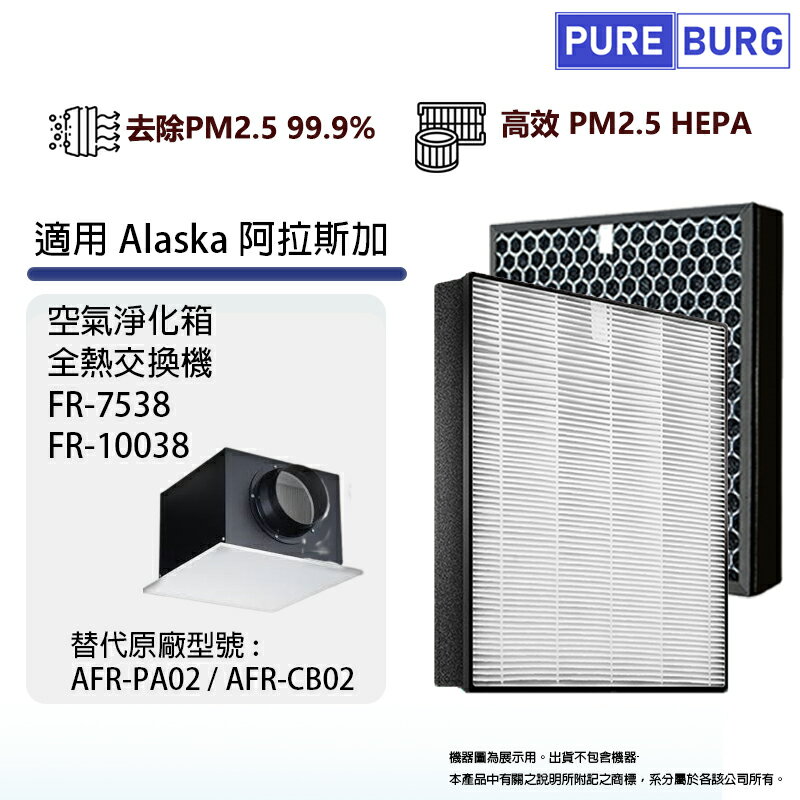適用Alaska阿拉斯加FR-7538 FR-10038空氣淨化箱全熱交換器除臭活性碳PM2.5濾網AFR-PA02 AFR-CB02