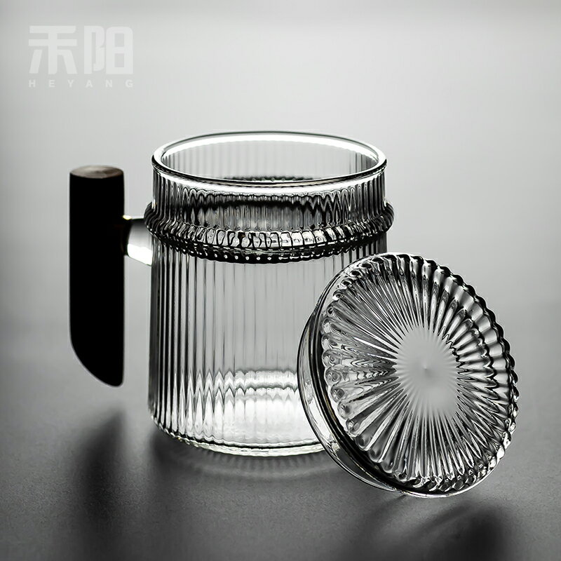 禾陽木把過濾泡茶杯玻璃杯家用茶水分離耐高溫透明帶把花茶水杯子