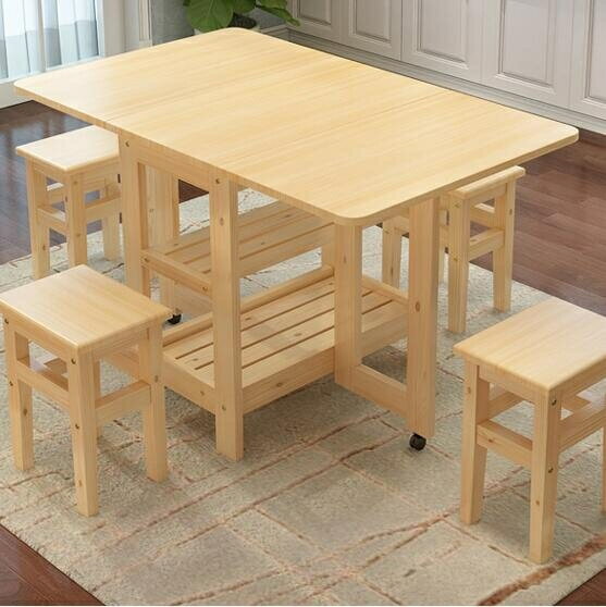 摺疊餐桌 鬆木折疊餐桌小戶型簡約現代折疊長方形 MKS米家家居