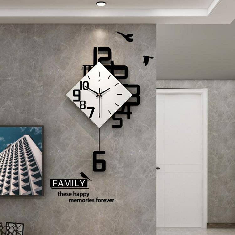 北歐創意鐘錶掛鐘客廳家用時尚裝飾現代簡約大氣個性藝術時鐘掛墻【摩可美家】