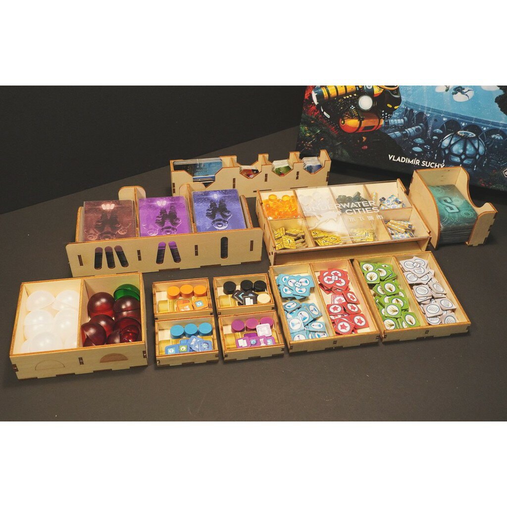 【桃園桌遊家】水下城市 Underwater Cities 桌遊收納盒【免膠組裝】【烏鴉盒子收納盒】 3