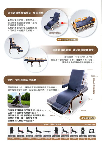 名一生物科技 三合一移位床 YOFA 電動升降 坐 躺 移動 2