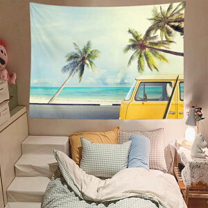 夏威夷度假風景掛布 ins小清新明亮掛毯 客廳臥室裝飾布背景墻布