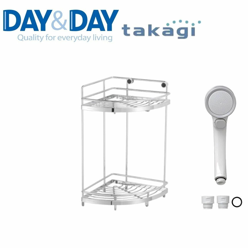 【 DAY&DAY】 不鏽鋼雙層轉角架 掛放兩用 贈TAKAGI可止水切換把手(ST3033S-2CH)