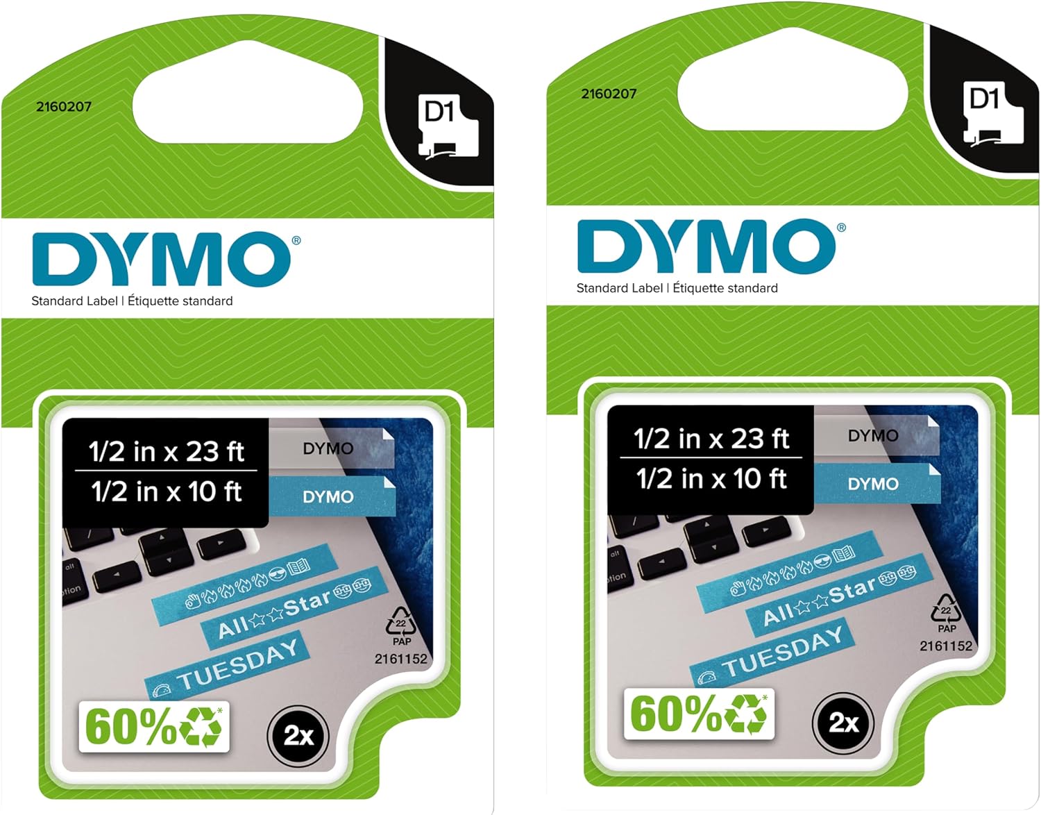 [3美國直購] DYMO 標準 D1 自黏 標籤帶 12mm x 7m (2入) 白底黑字 適 LabelManager 標籤機 160 280 420P (1926208)