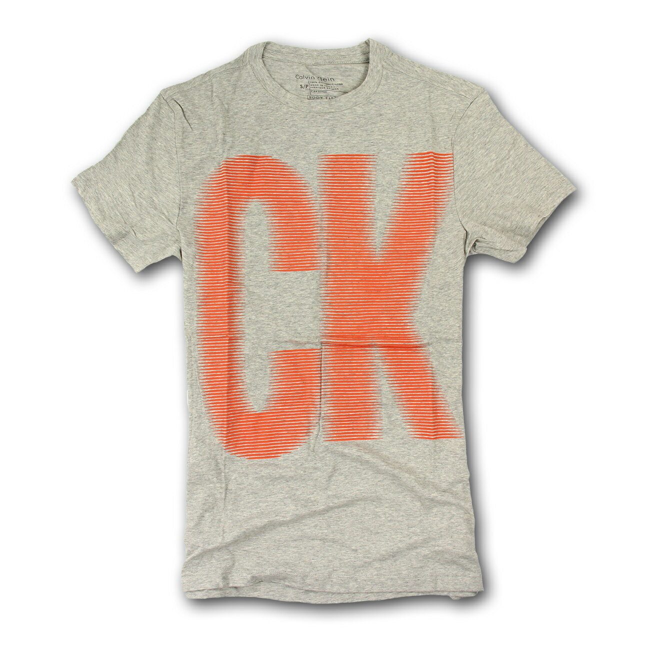 美國百分百【Calvin Klein】T恤 CK 短袖 T-shirt 短T 圓領 浮雕 logo 灰色 男 S M號 F213