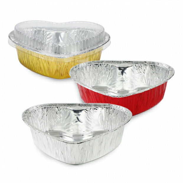 【520】100入鋁箔容器 蛋糕模 造型鋁箔 透明蓋選配 錫箔 鋁箔盒 烤模 蛋糕模 5吋 金色紅色 銀色鋁箔 愛心形 造型鋁箔 氣炸鍋可用 小火鍋 沙拉盒 焗烤盒 外賣盒 可直火加熱【APP滿額下單10%點數(單一帳號最高1500點)】8/31止 1