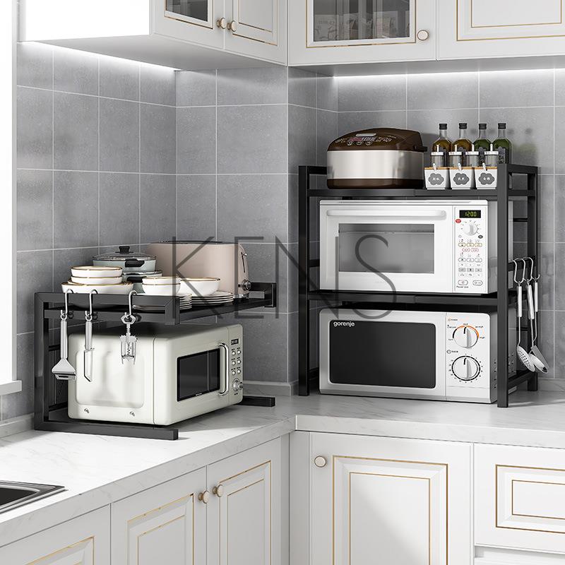 廚房置物架 可伸縮置物架微波爐架子烤箱家用二雙層臺面桌面電飯鍋收納架
