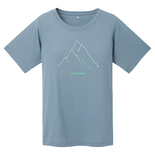 ├登山樂┤日本Mont-bell WIC.T Peak頂峰女款短袖排T煙藍 # 1114535SKBL