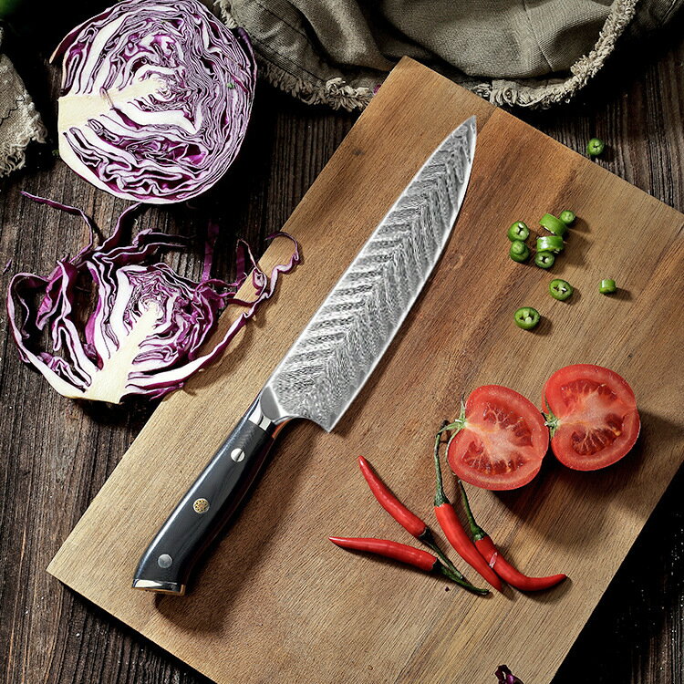 廚房8寸廚師刀日本VG10鋼刀大馬士革菜刀料理刀切片刀切肉刀具