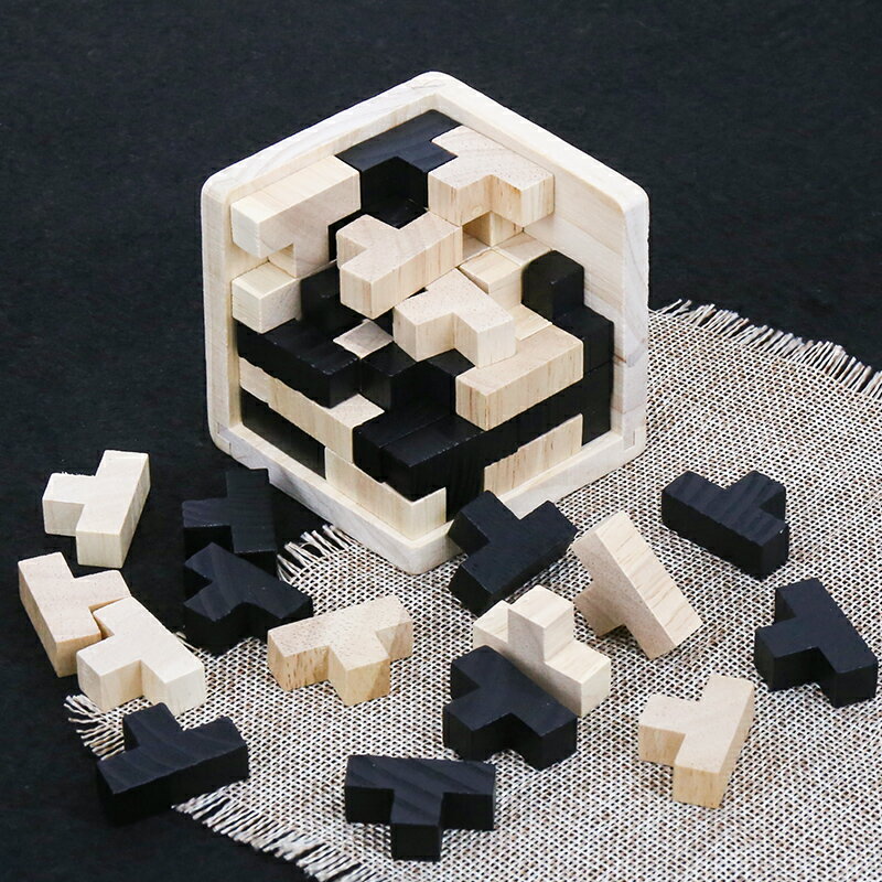 解鎖玩具 54T魔豆魯班孔明俄羅斯方塊拼圖解鎖益智力玩具拼裝木製兒童以上【HZ66109】