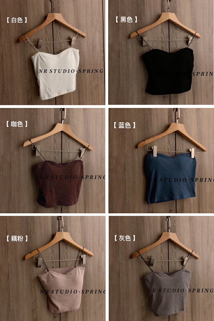 迷人穿搭．性感彈力繩細肩帶外穿內搭內衣小可愛 - shiny藍格子【V3772】 8